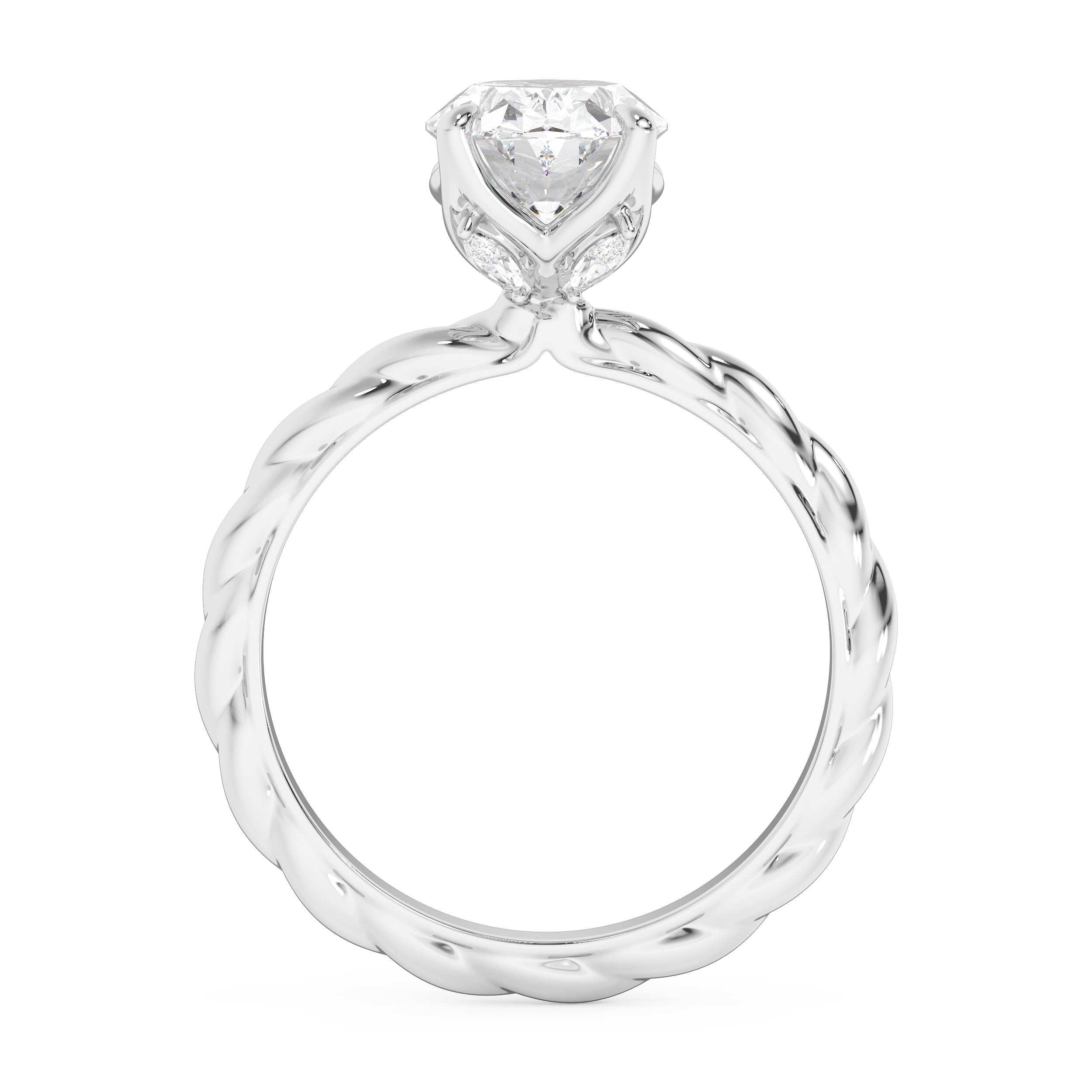 Emerald Solitaire Lab Grown Diamond Engagement Ring