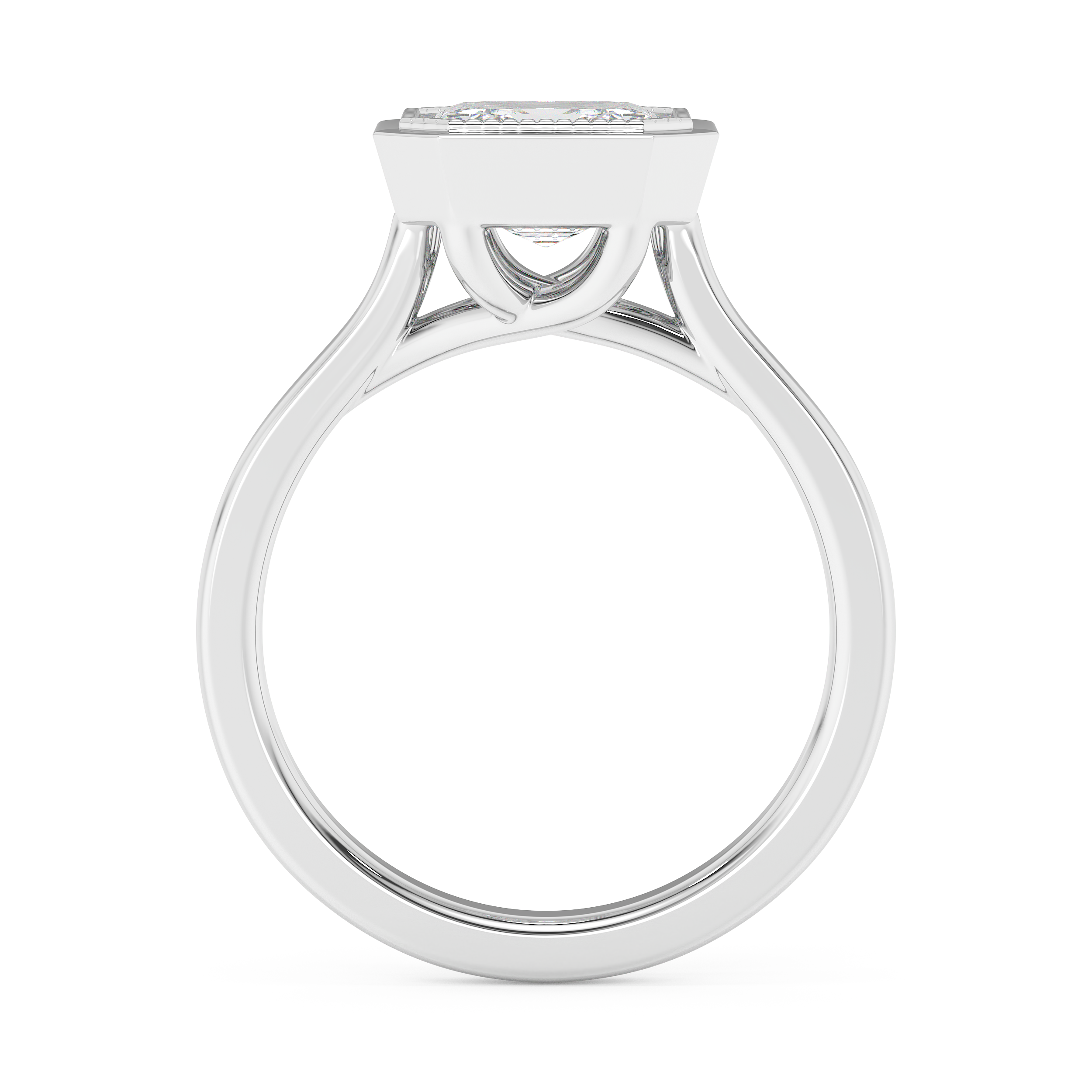 Emerald Solitaire Lab Grown Diamond Engagement Ring