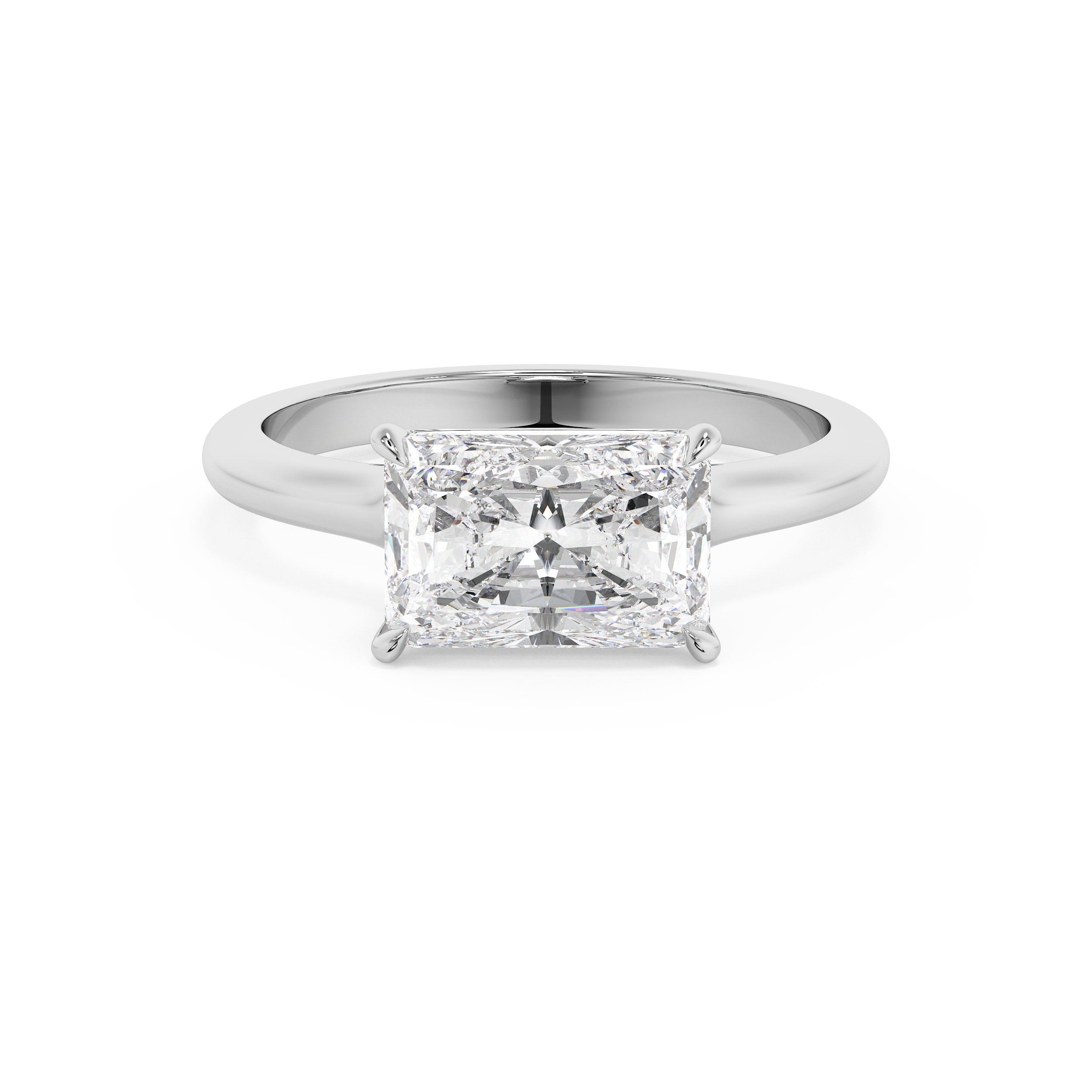 Emerald Solitaire Lab Grown Diamond Engagement Ring