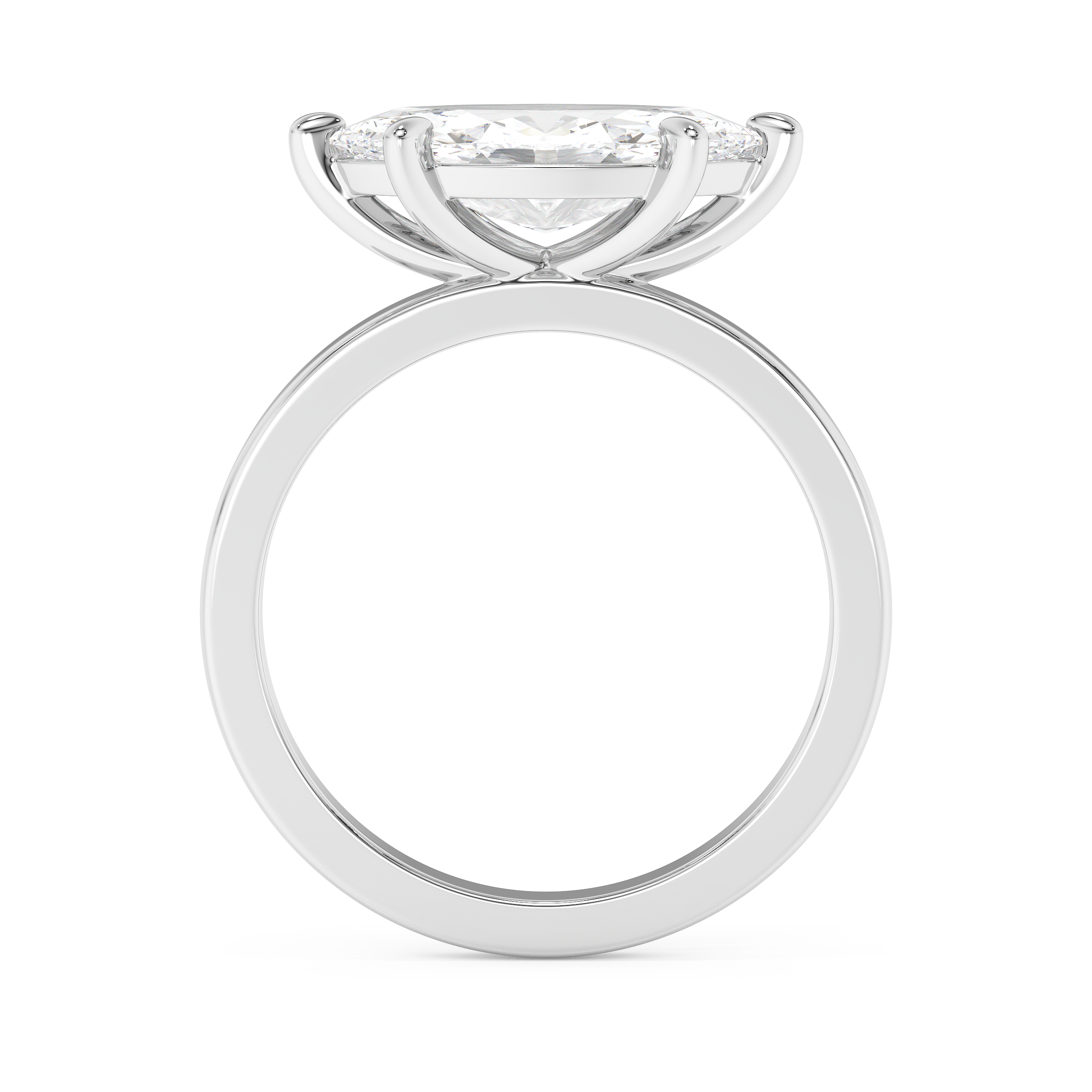 Emerald Solitaire Lab Grown Diamond Engagement Ring
