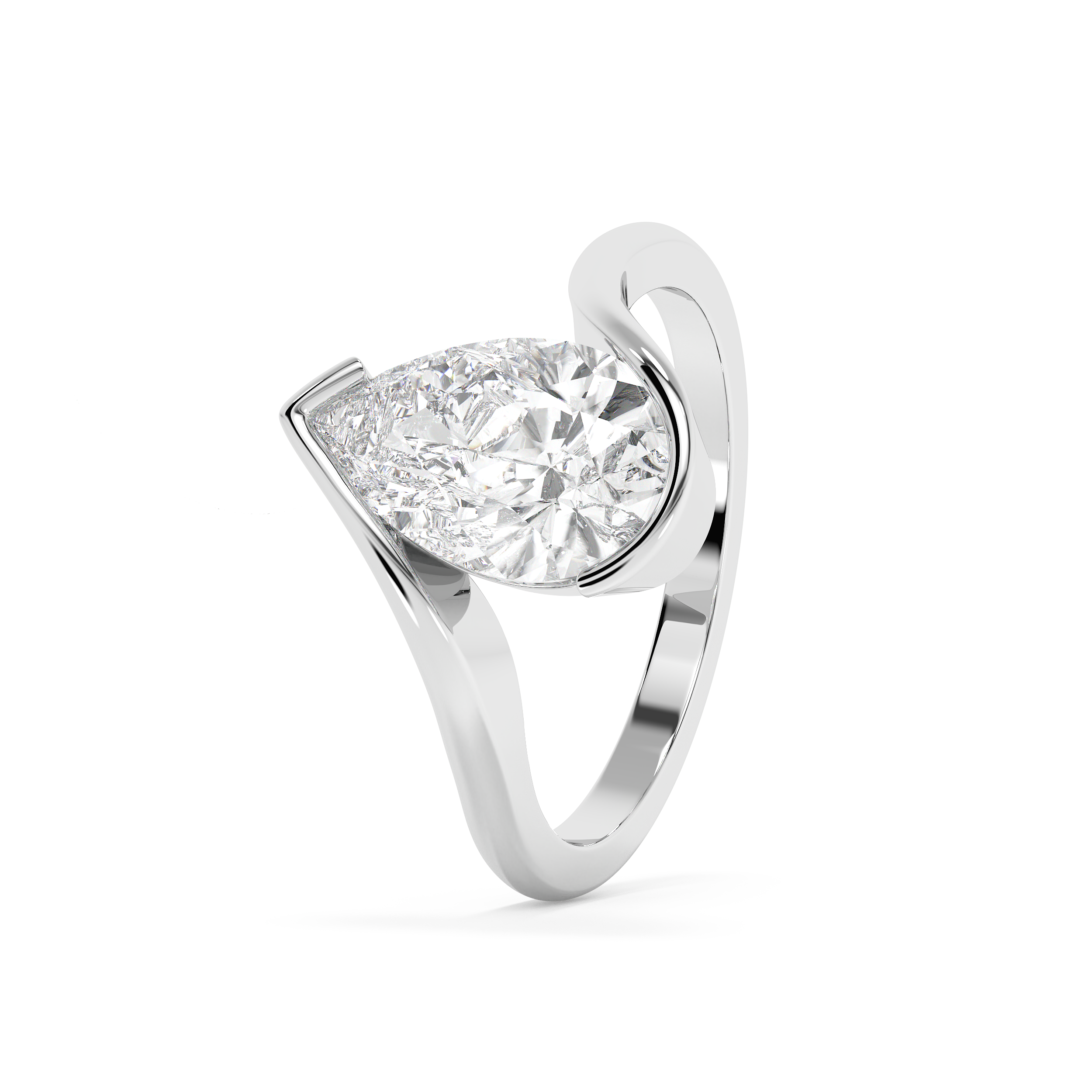 Emerald Solitaire Lab Grown Diamond Engagement Ring