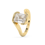 Emerald Solitaire Swirl Lab Grown Diamond Engagement Ring