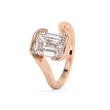 Emerald Solitaire Swirl Lab Grown Diamond Engagement Ring