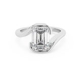 Emerald Solitaire Swirl Lab Grown Diamond Engagement Ring