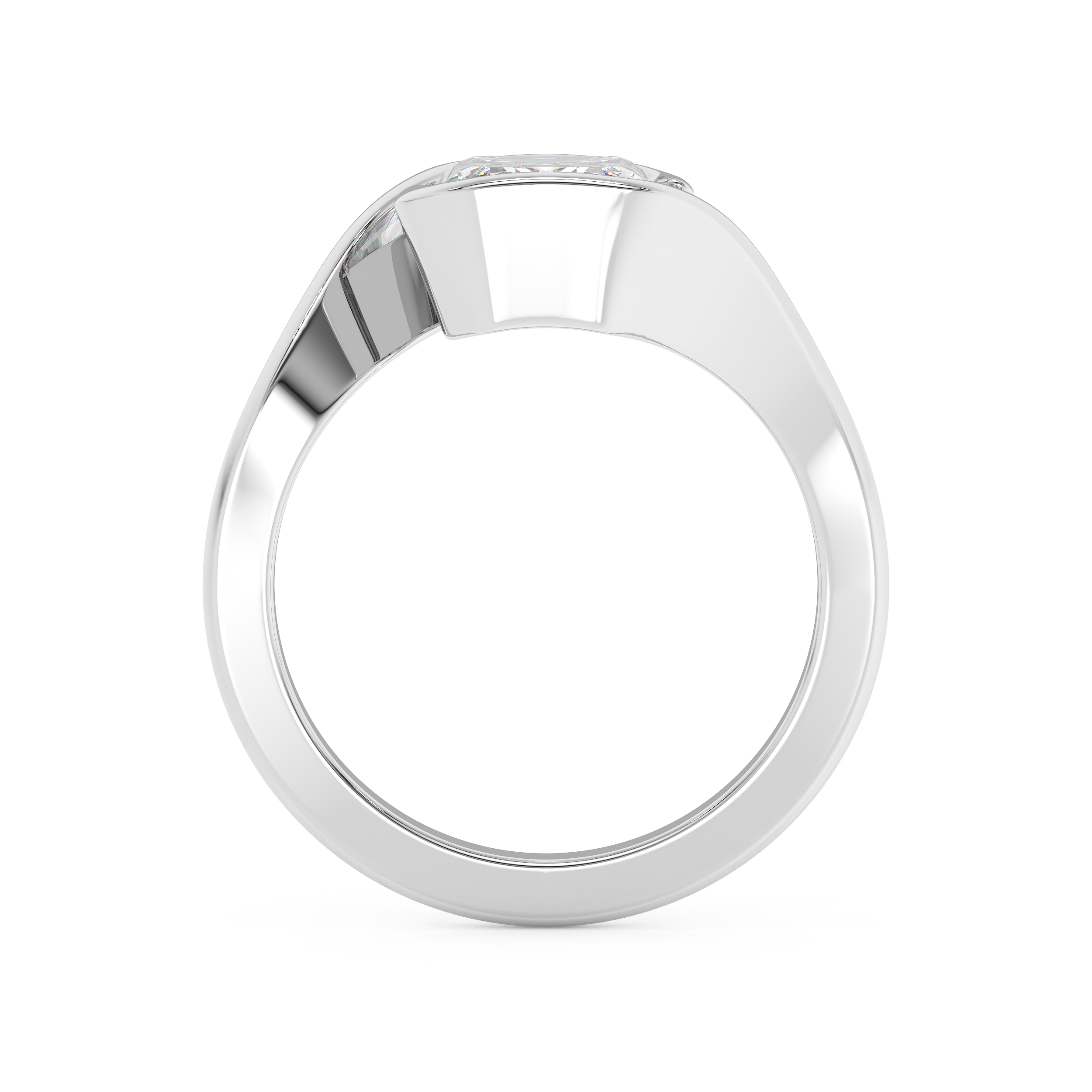 Emerald Solitaire Swirl Lab Grown Diamond Engagement Ring