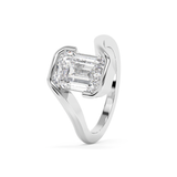 Emerald Solitaire Swirl Lab Grown Diamond Engagement Ring
