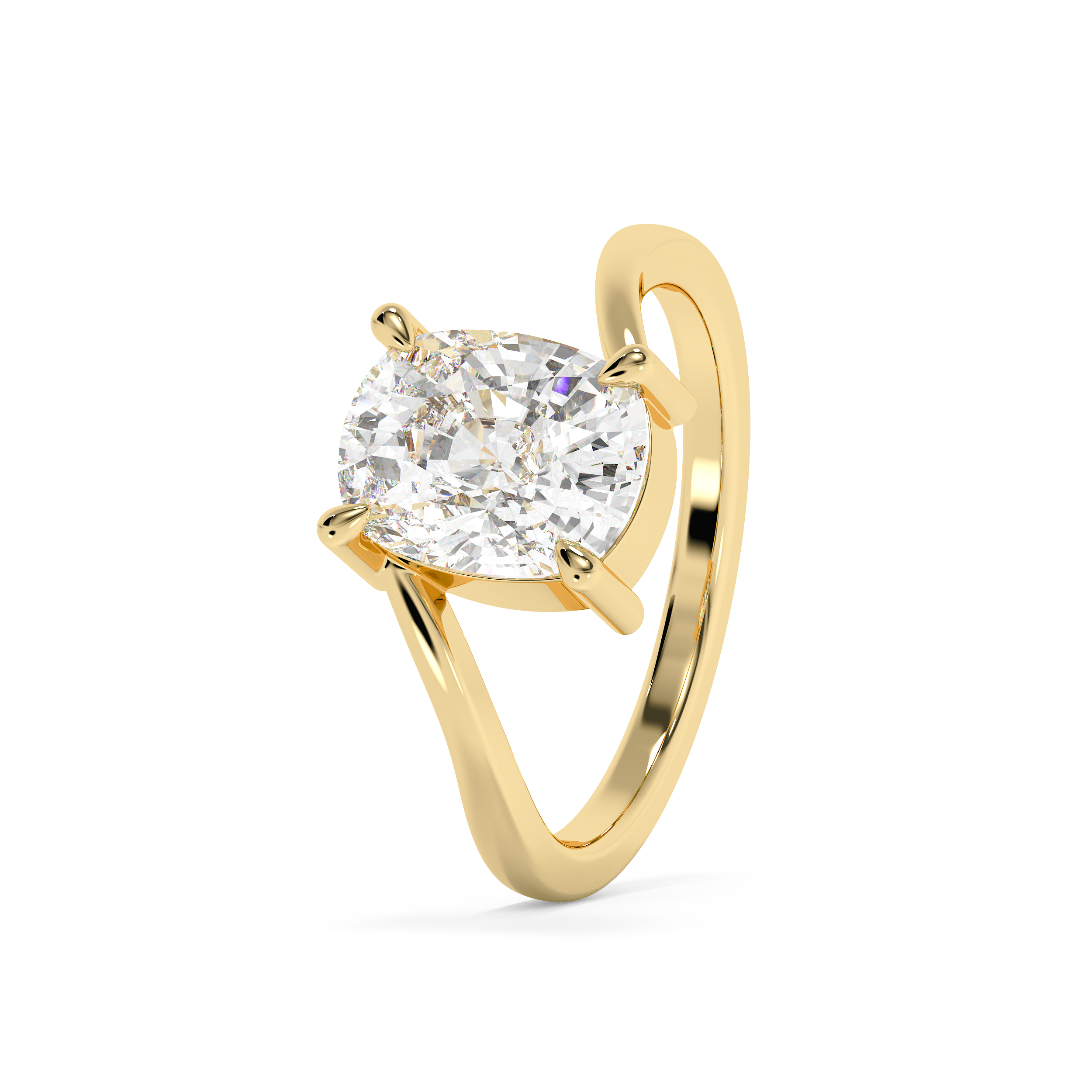 Elongated Cushion Solitaire Swirl Lab Grown Diamond Engagement Ring