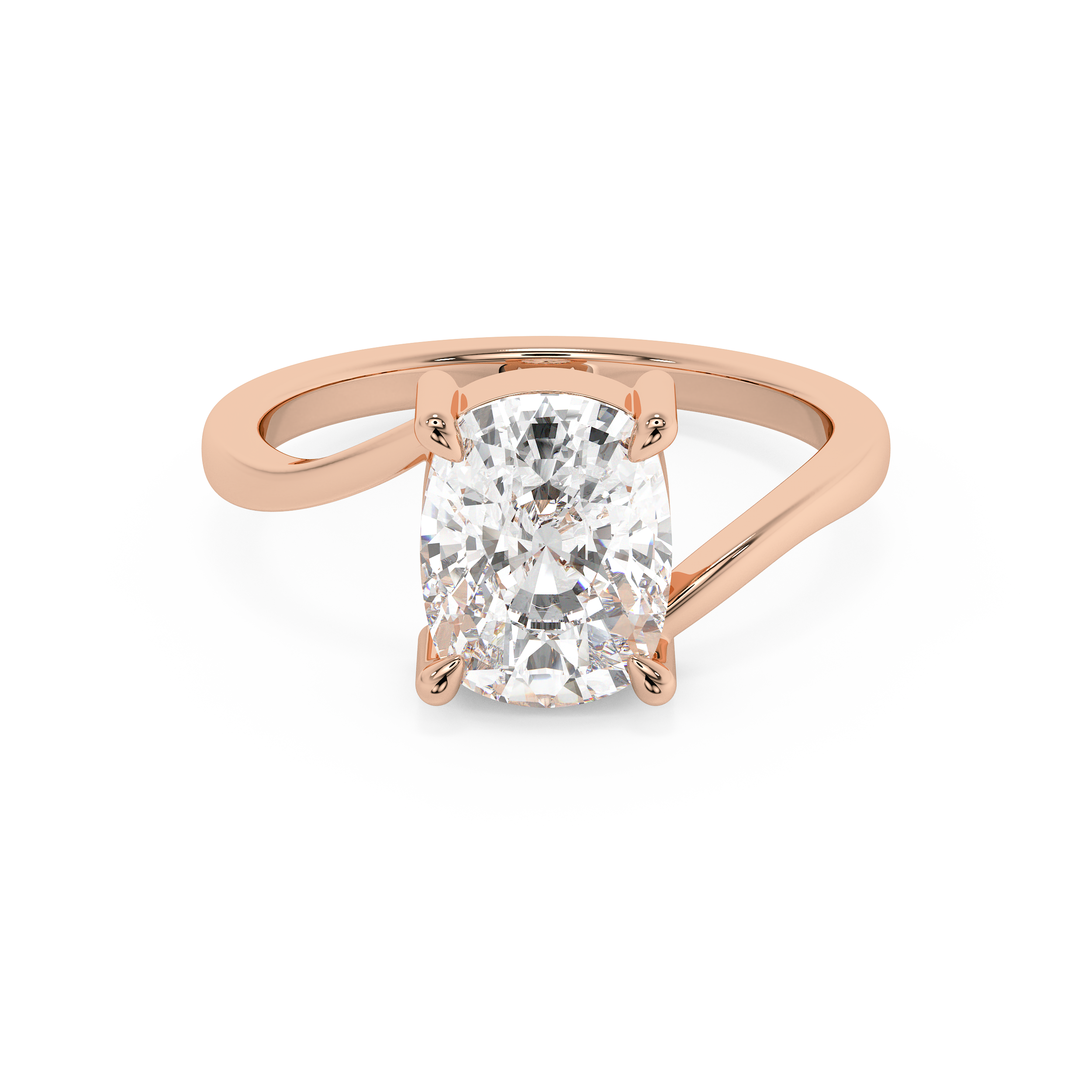 Elongated Cushion Solitaire Swirl Lab Grown Diamond Engagement Ring