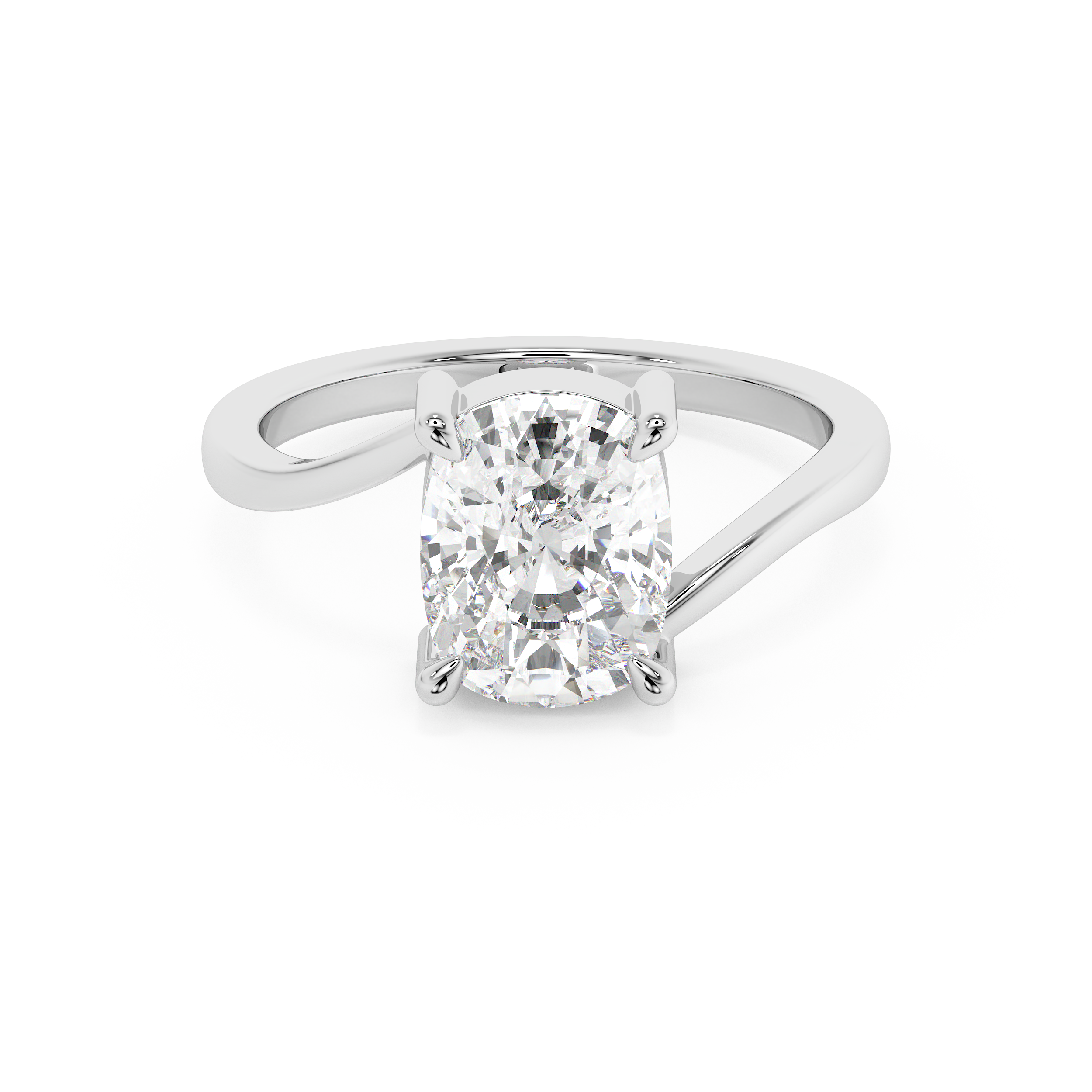 Elongated Cushion Solitaire Swirl Lab Grown Diamond Engagement Ring