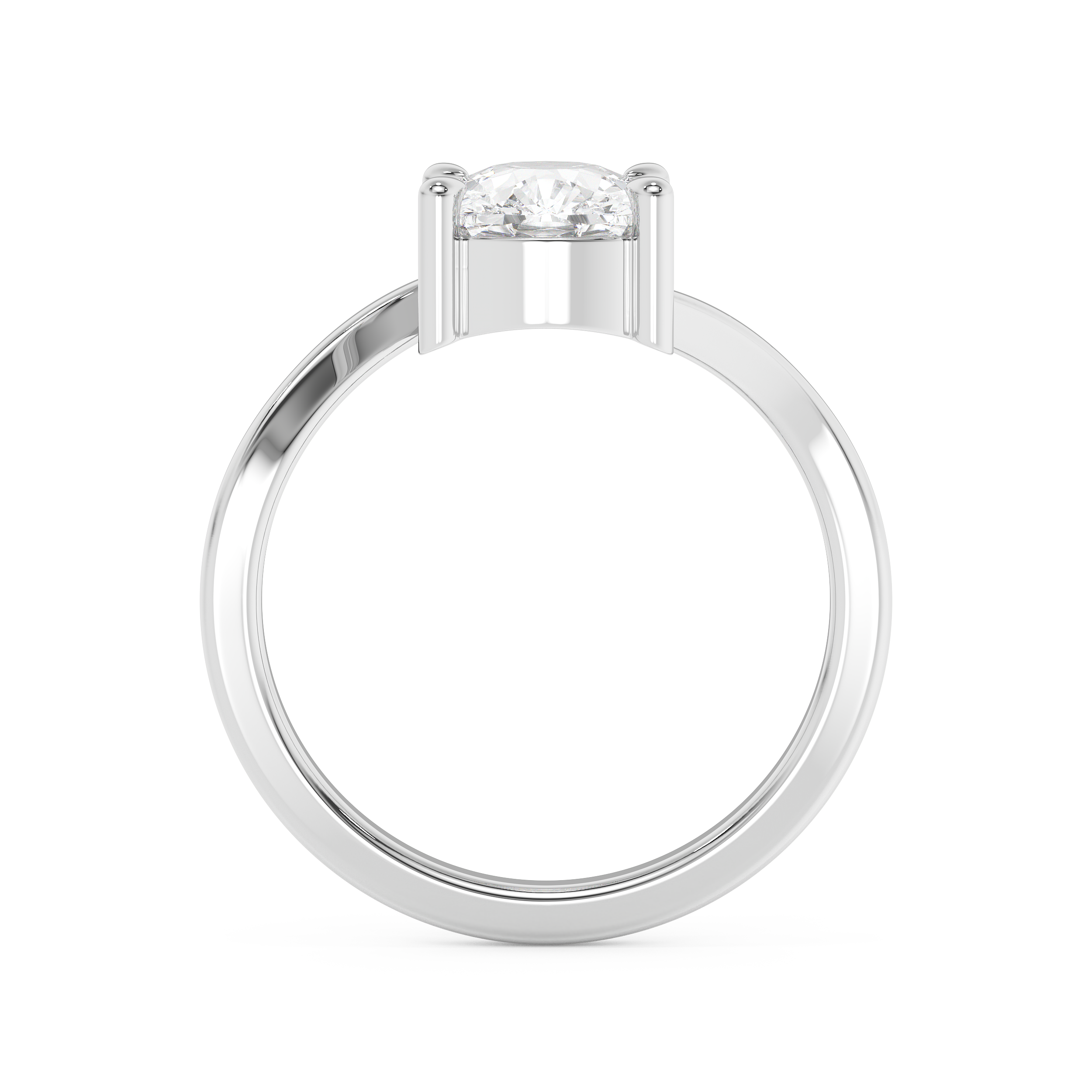 Elongated Cushion Solitaire Swirl Lab Grown Diamond Engagement Ring