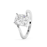 Elongated Cushion Solitaire Swirl Lab Grown Diamond Engagement Ring