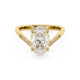 Oval V Shaped Pave Lab Grown Diamond Engagement Ring