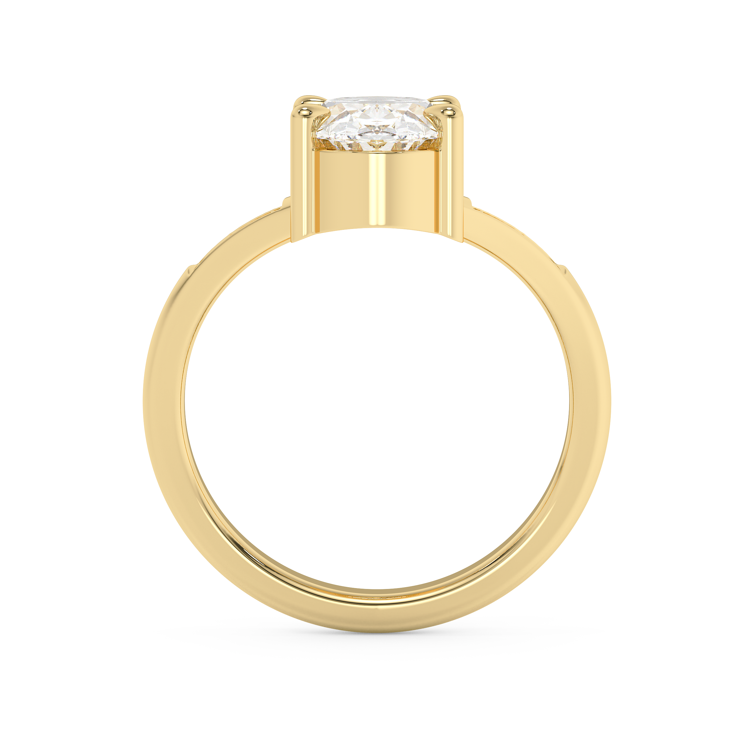 Oval V Shaped Pave Lab Grown Diamond Engagement Ring
