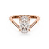 Oval V Shaped Pave Lab Grown Diamond Engagement Ring