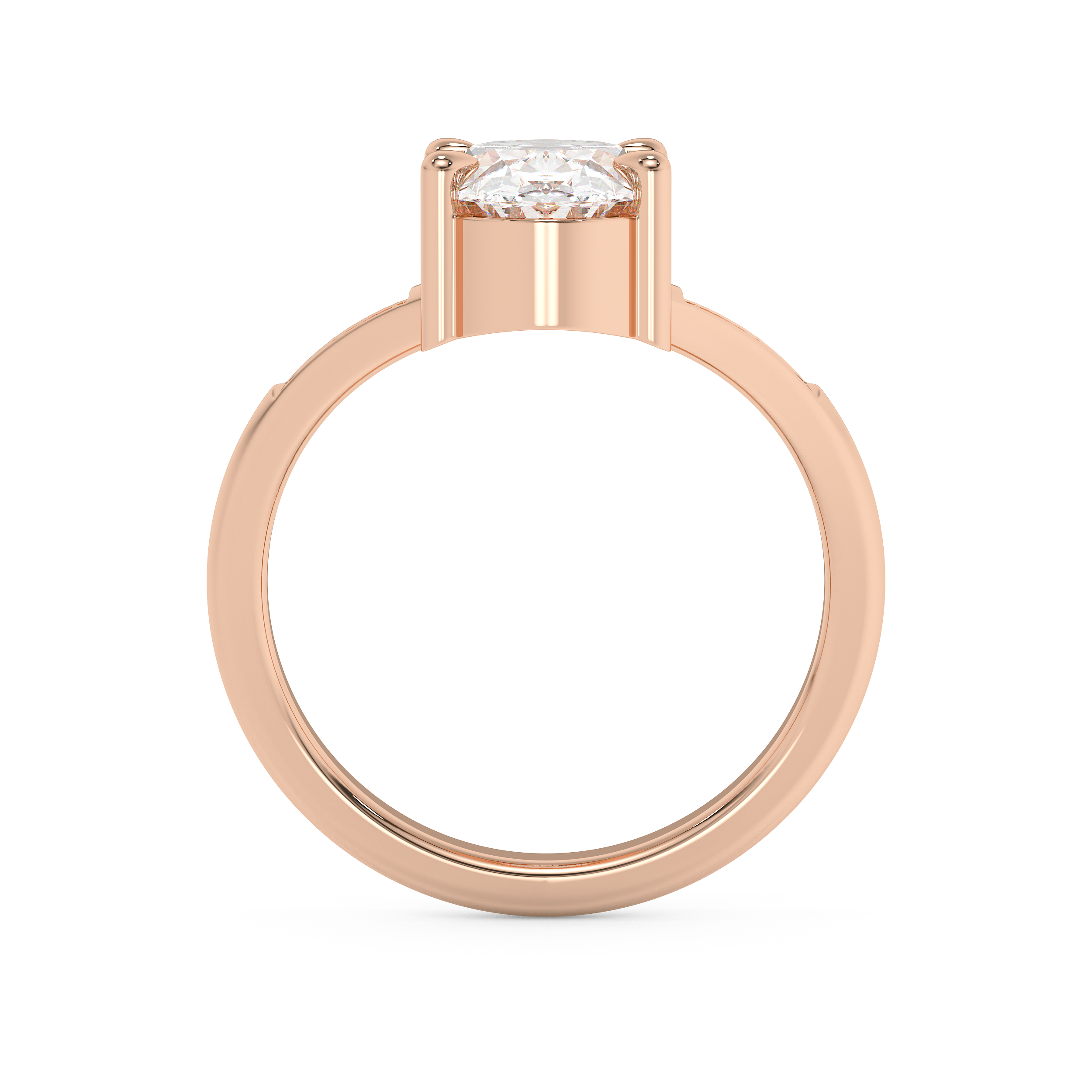 Oval V Shaped Pave Lab Grown Diamond Engagement Ring