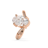 Oval V Shaped Pave Lab Grown Diamond Engagement Ring
