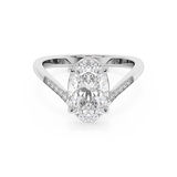 Oval V Shaped Pave Lab Grown Diamond Engagement Ring