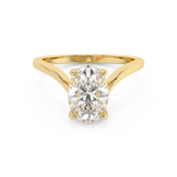 Oval V Shaped Solitaire Lab Grown Diamond Engagement Ring