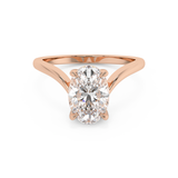 Oval V Shaped Solitaire Lab Grown Diamond Engagement Ring