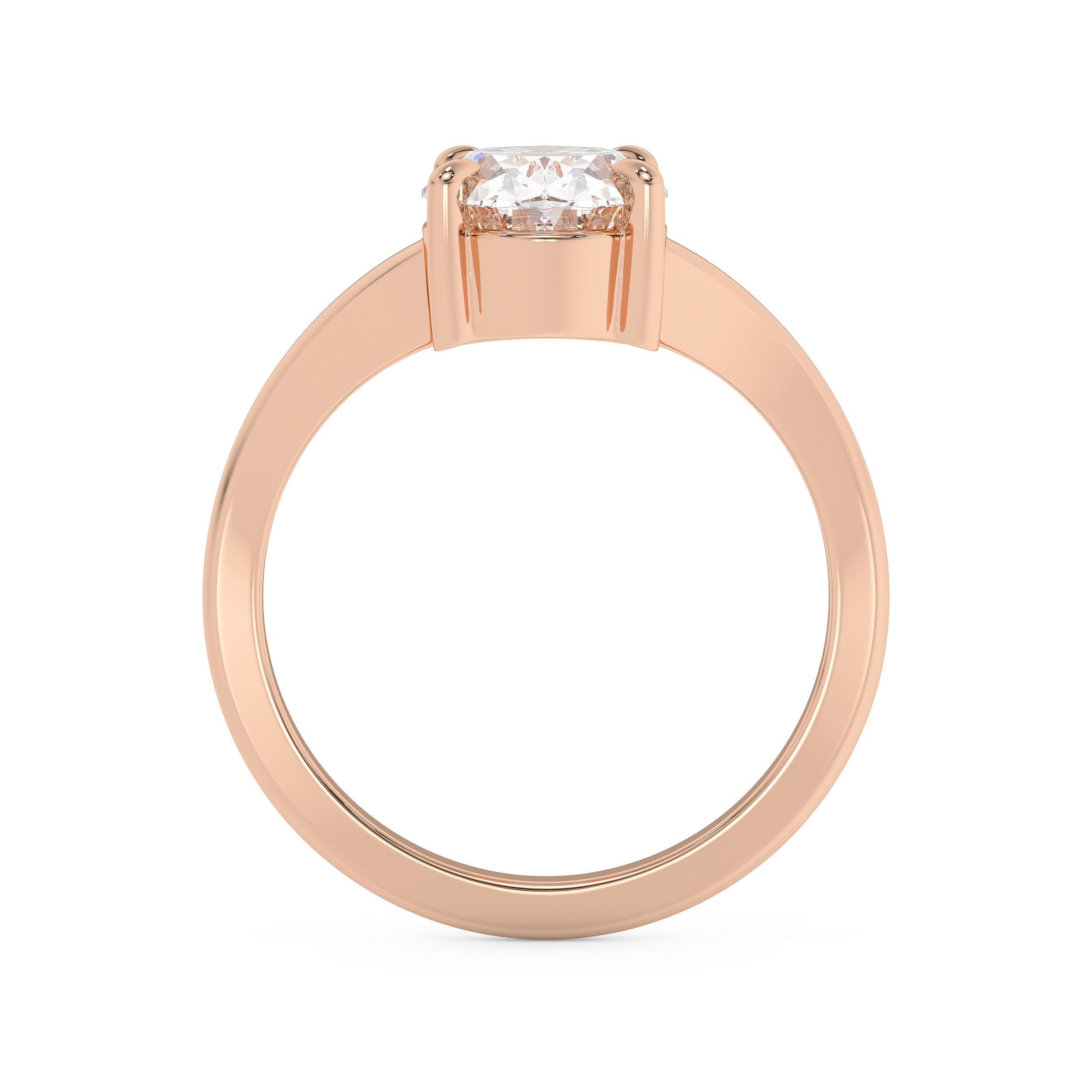 Oval V Shaped Solitaire Lab Grown Diamond Engagement Ring