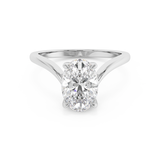 Oval V Shaped Solitaire Lab Grown Diamond Engagement Ring