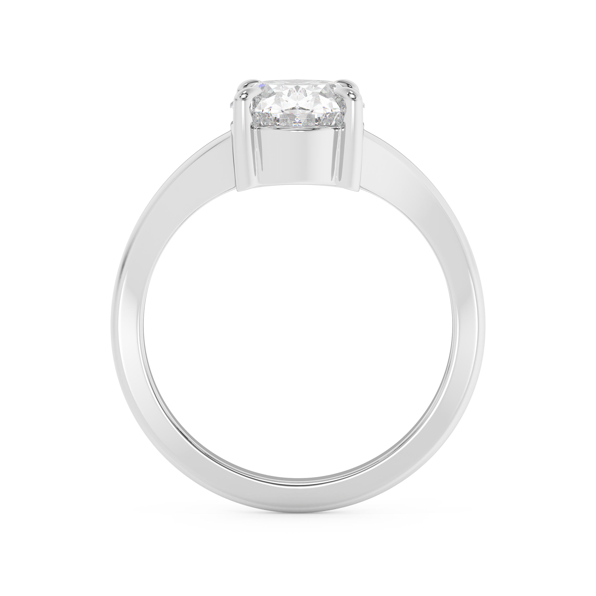 Oval V Shaped Solitaire Lab Grown Diamond Engagement Ring