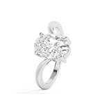 Oval V Shaped Solitaire Lab Grown Diamond Engagement Ring