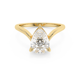 Pear V Shaped Solitaire Lab Grown Diamond Engagement Ring