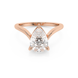 Pear V Shaped Solitaire Lab Grown Diamond Engagement Ring