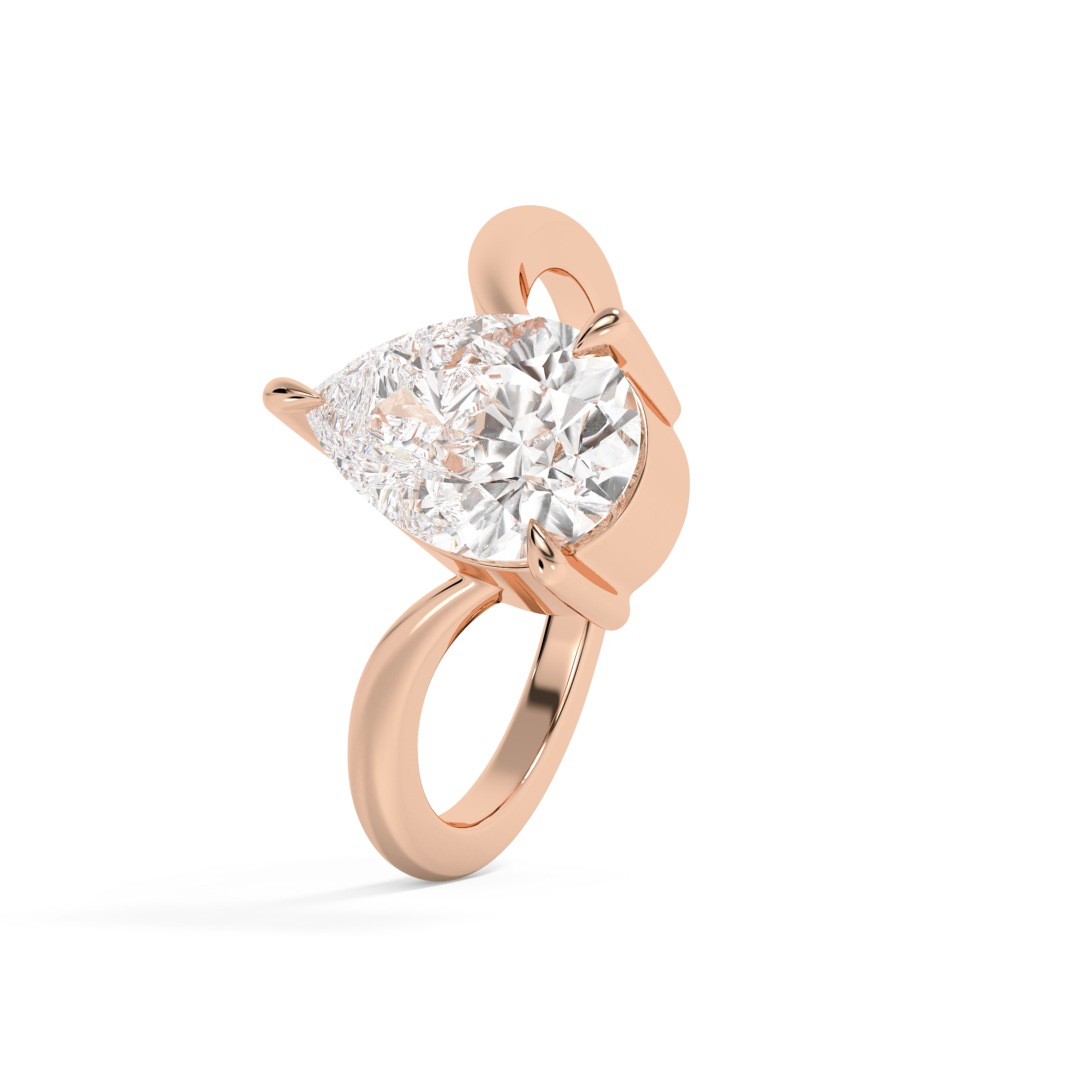 Pear V Shaped Solitaire Lab Grown Diamond Engagement Ring