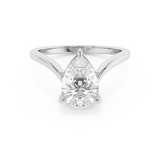 Pear V Shaped Solitaire Lab Grown Diamond Engagement Ring