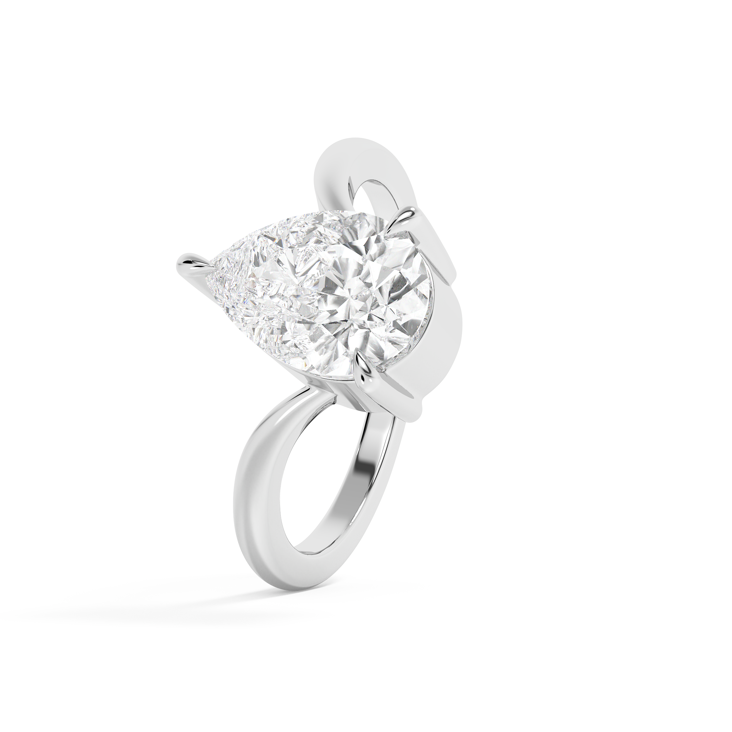 Pear V Shaped Solitaire Lab Grown Diamond Engagement Ring