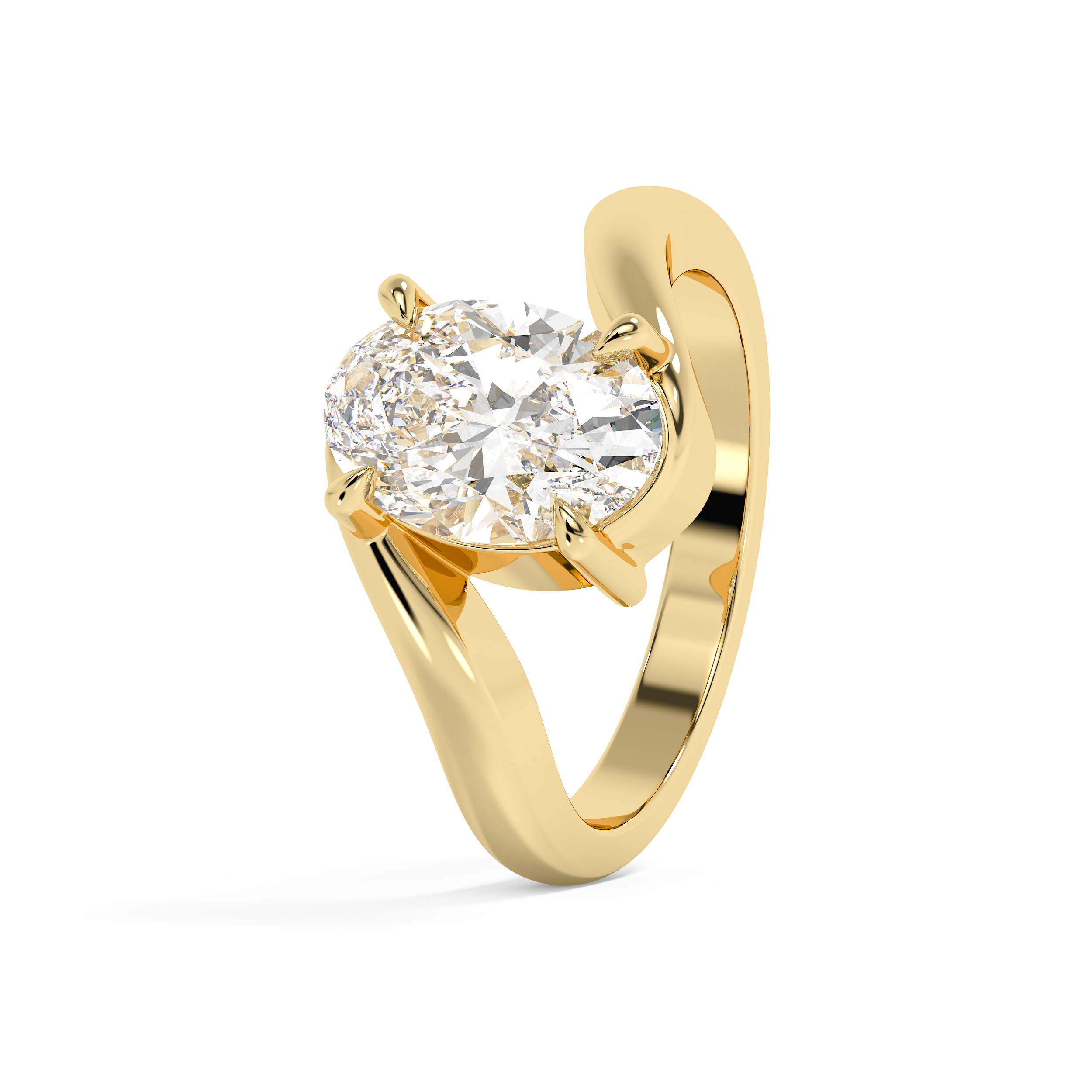 Oval Solitaire Swirl Lab Grown Diamond Engagement Ring