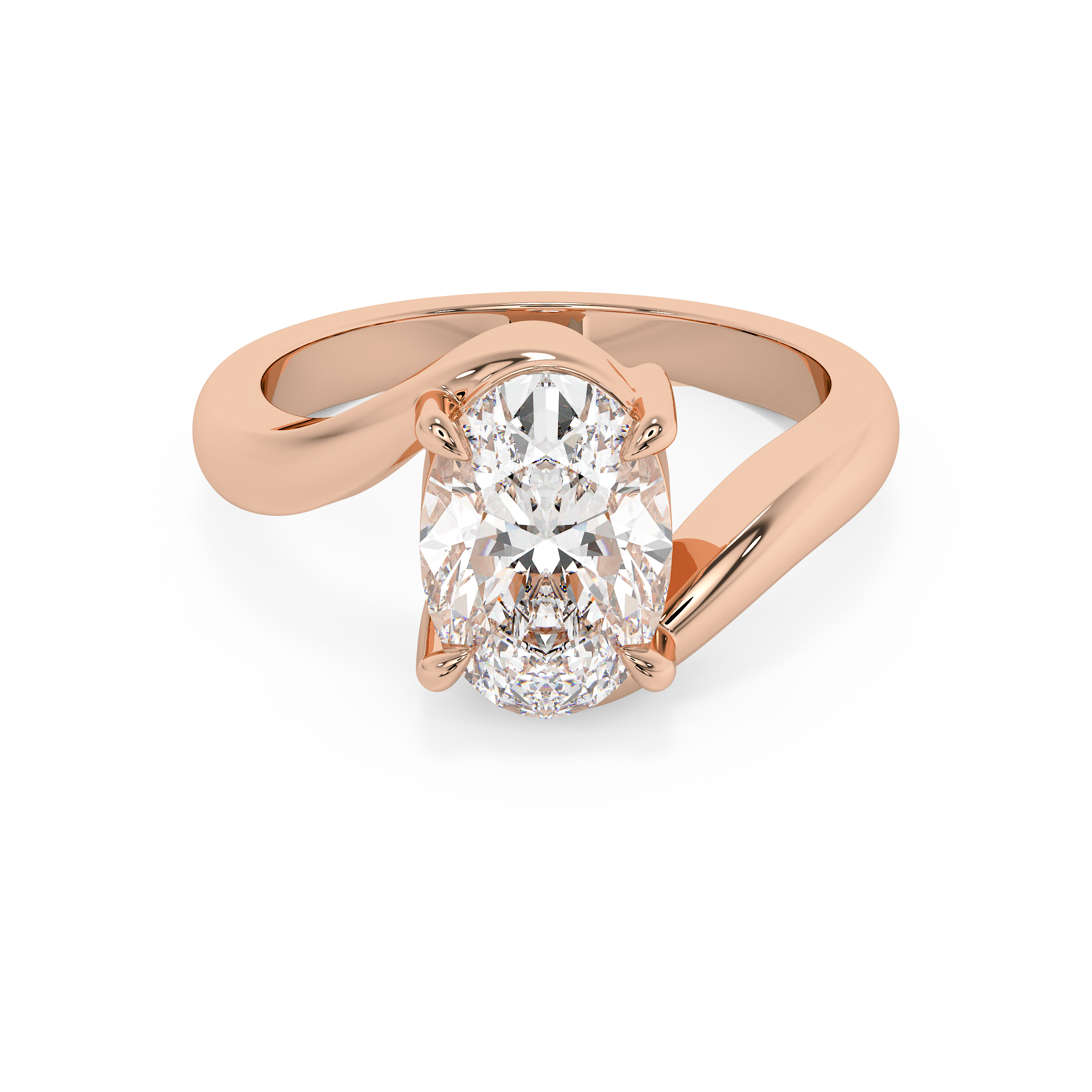 Oval Solitaire Swirl Lab Grown Diamond Engagement Ring