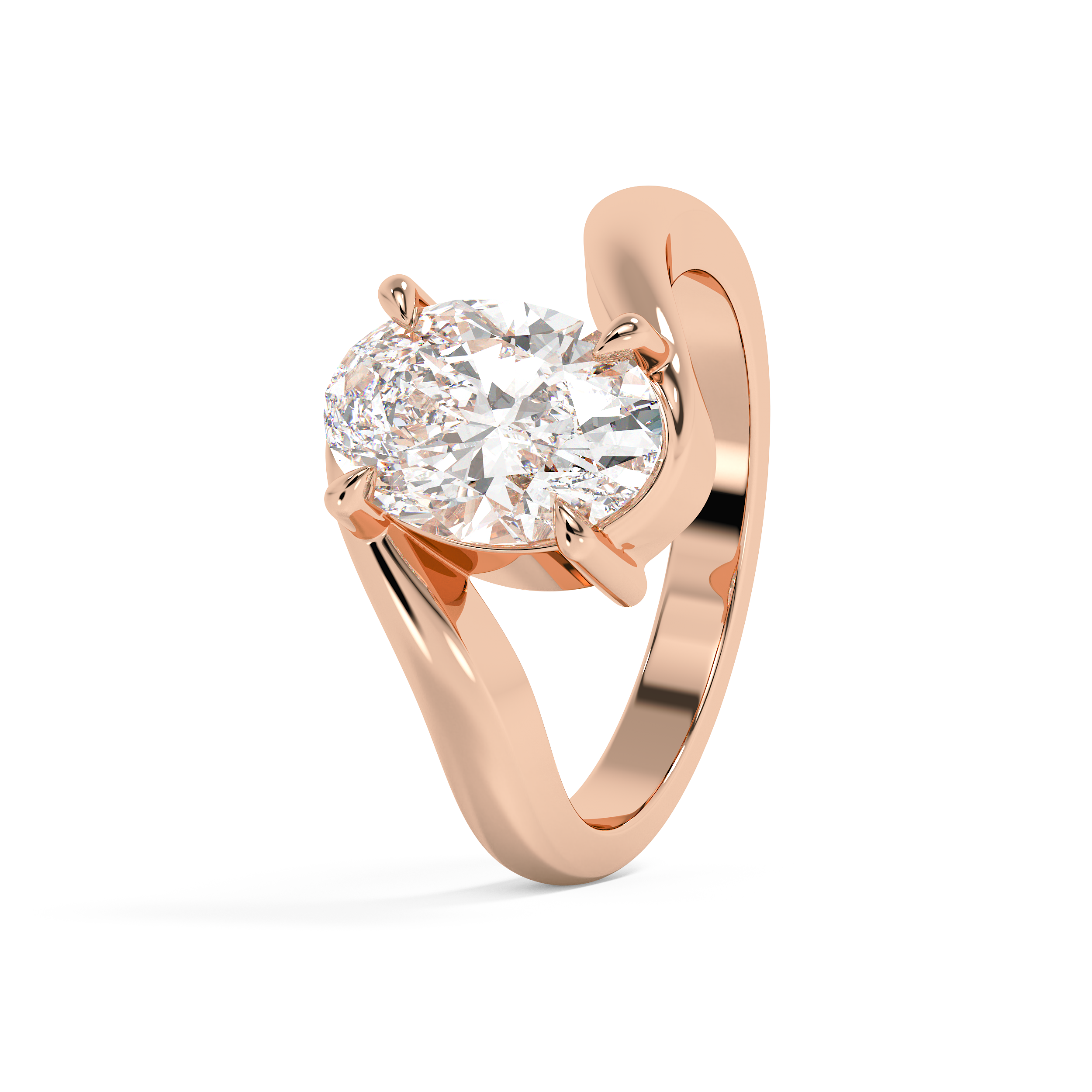 Oval Solitaire Swirl Lab Grown Diamond Engagement Ring