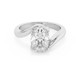 Oval Solitaire Swirl Lab Grown Diamond Engagement Ring
