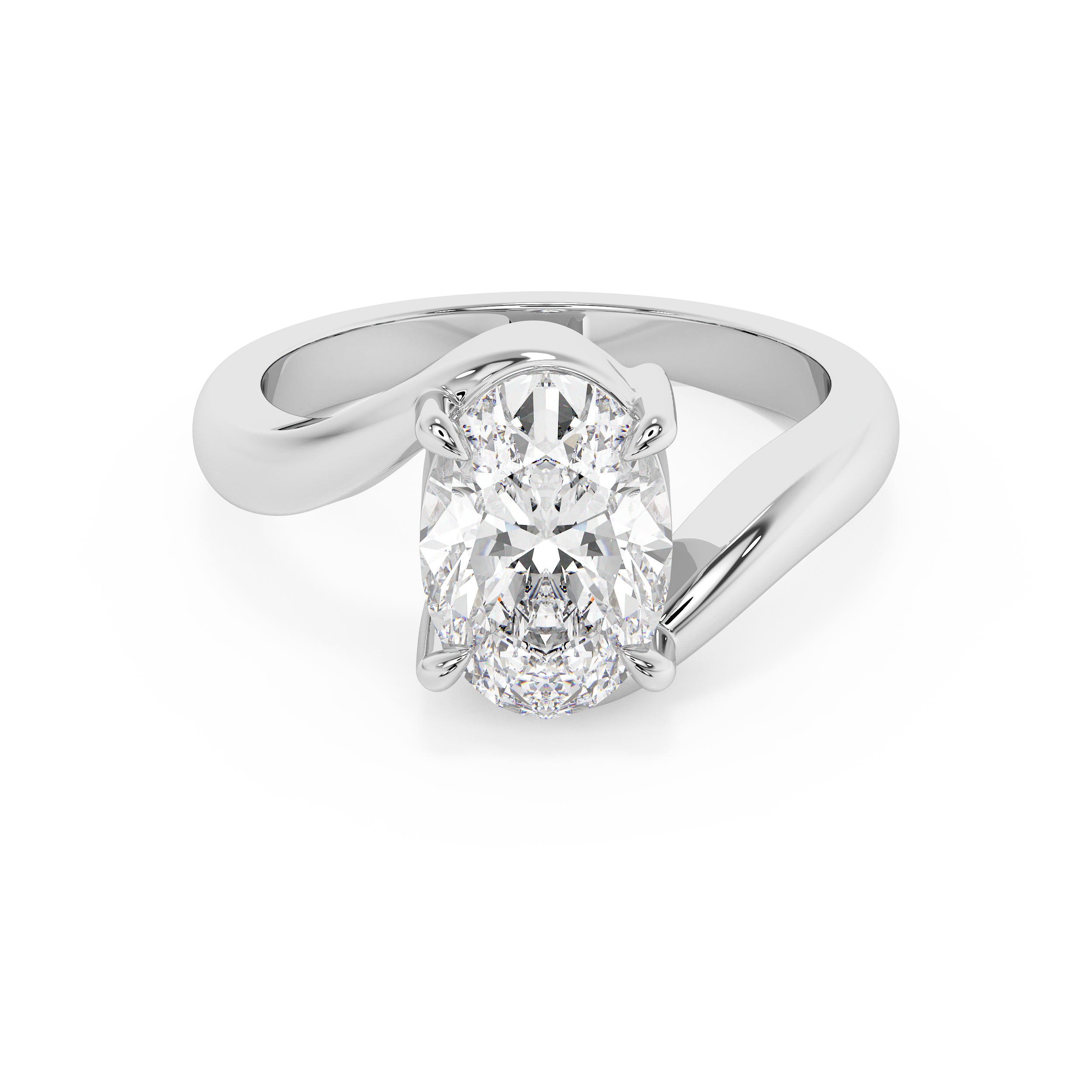 Oval Solitaire Swirl Lab Grown Diamond Engagement Ring