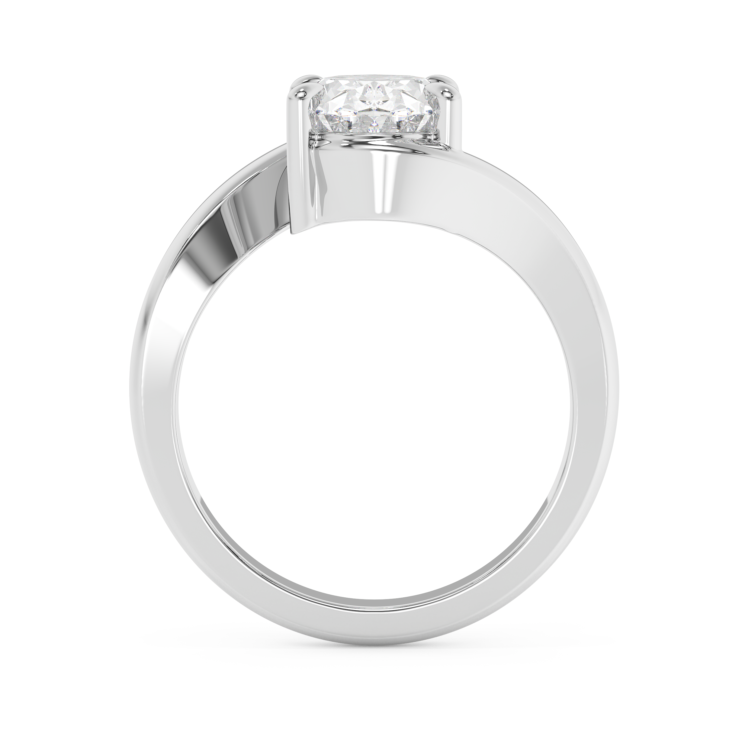 Oval Solitaire Swirl Lab Grown Diamond Engagement Ring