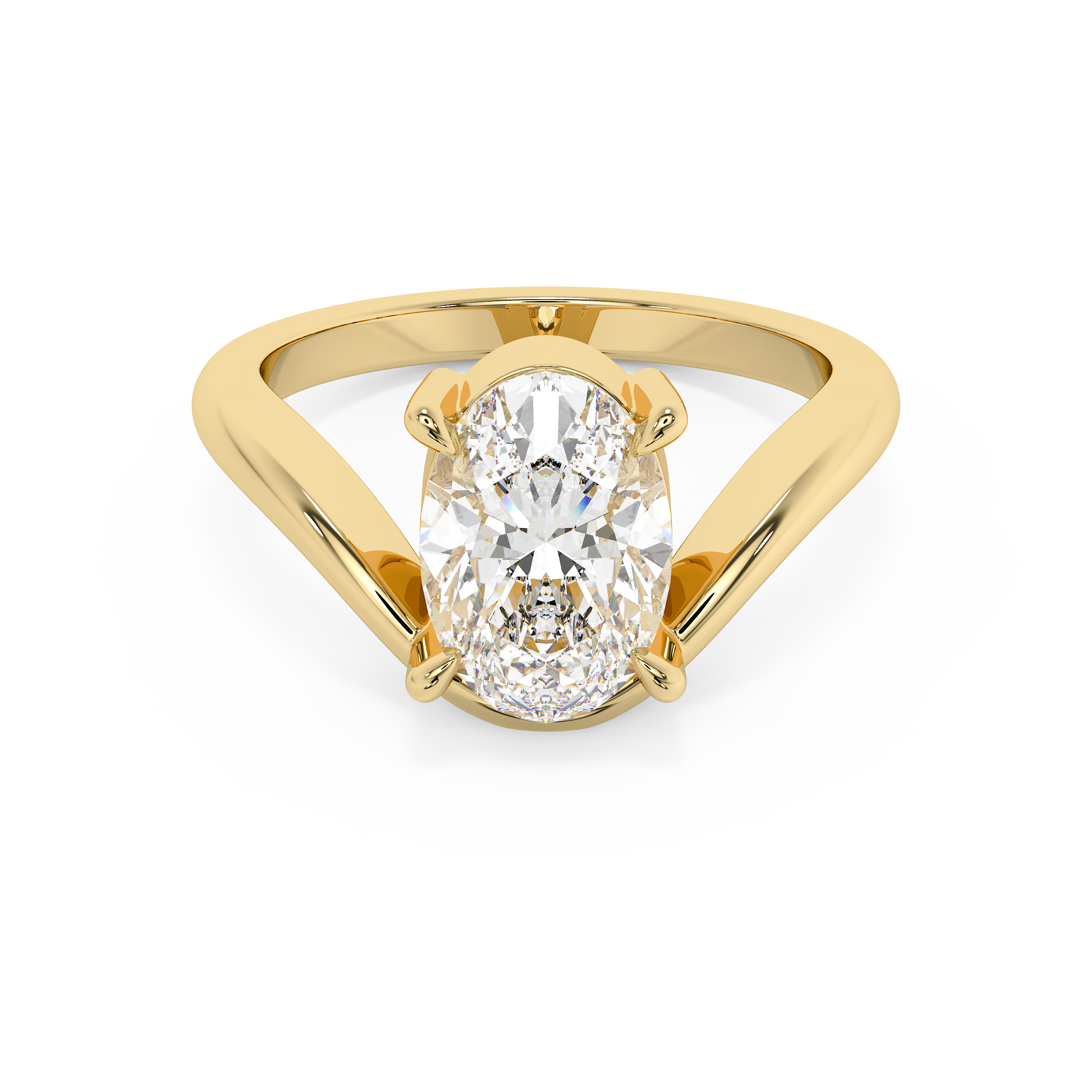 Oval Solitaire Curved Lab Grown Diamond Engagement Ring