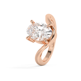 Oval Solitaire Curved Lab Grown Diamond Engagement Ring