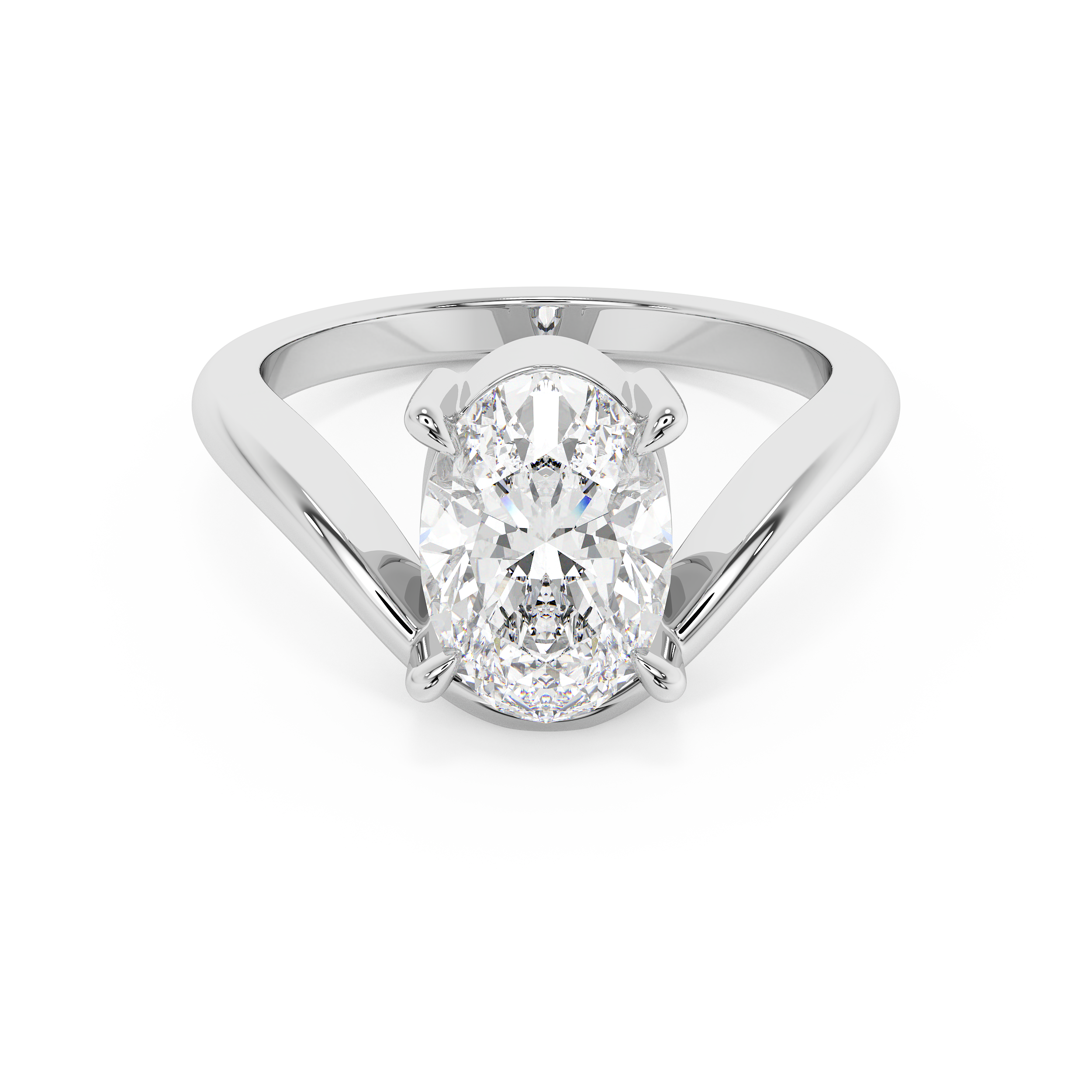 Oval Solitaire Curved Lab Grown Diamond Engagement Ring