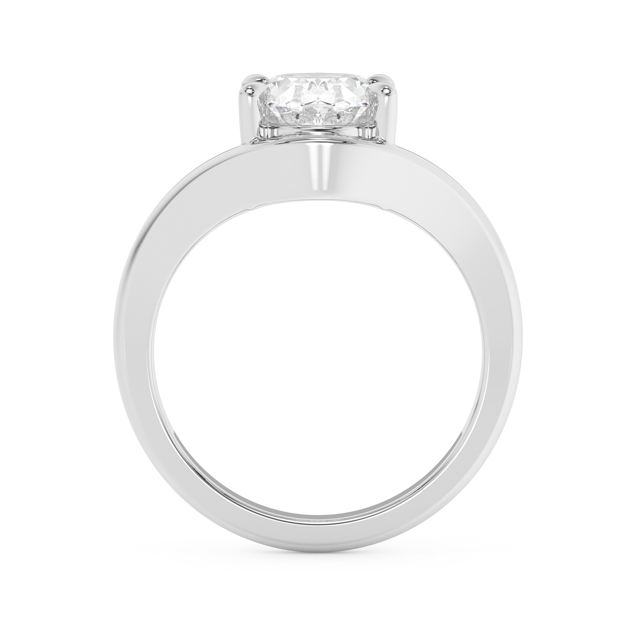 Oval Solitaire Curved Lab Grown Diamond Engagement Ring