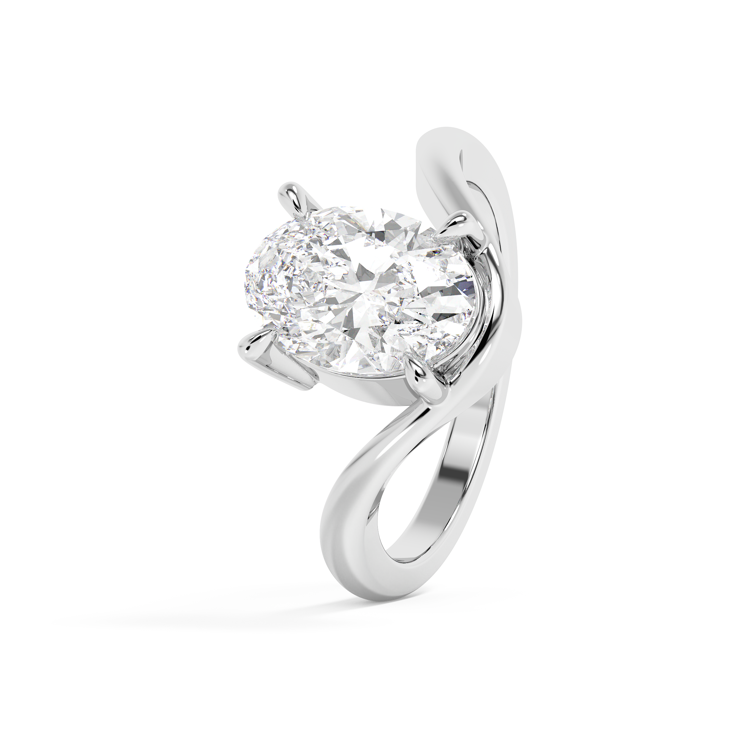 Oval Solitaire Curved Lab Grown Diamond Engagement Ring
