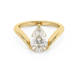 Pear Solitaire Curved Lab Grown Diamond Engagement Ring