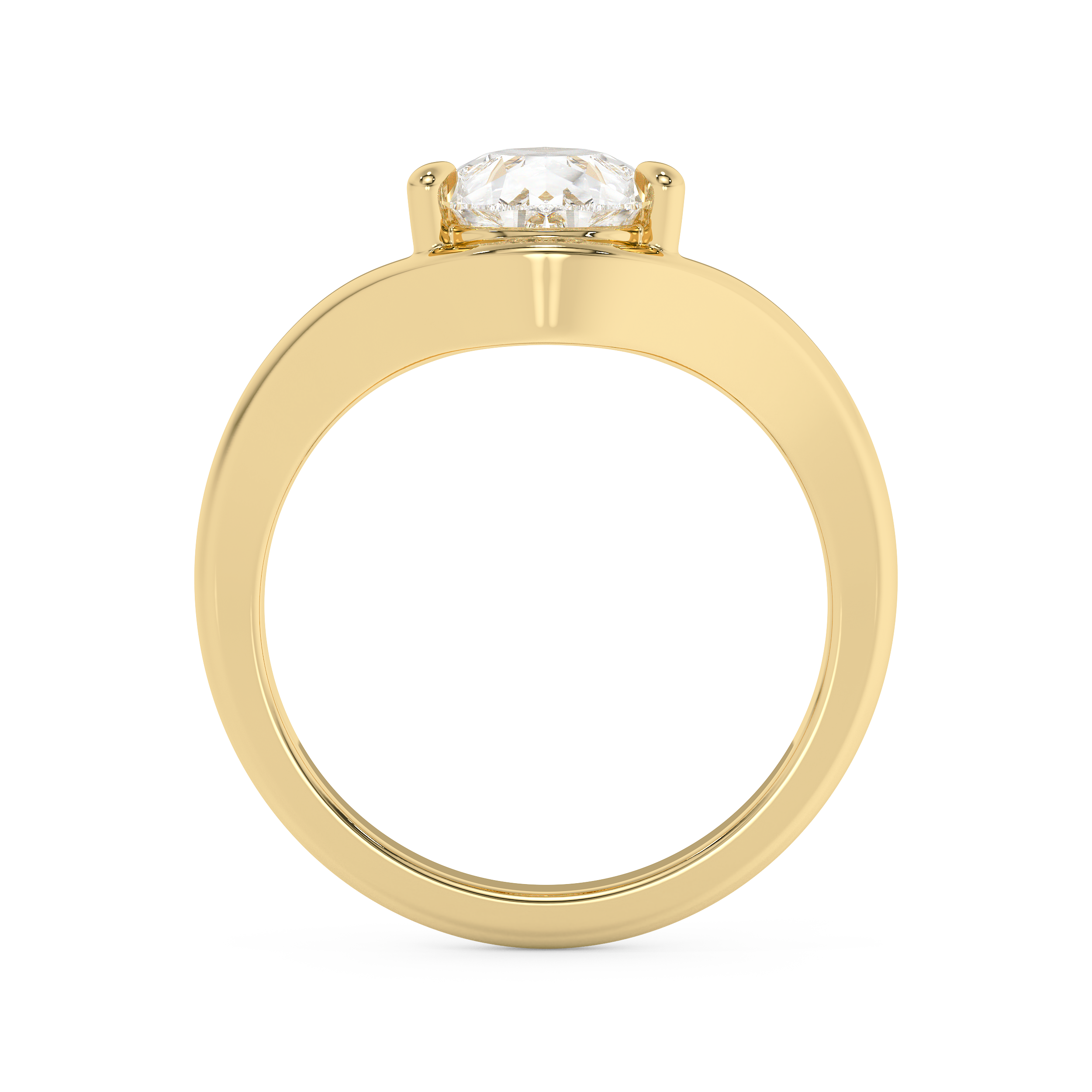 Pear Solitaire Curved Lab Grown Diamond Engagement Ring