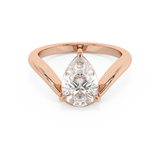 Pear Solitaire Curved Lab Grown Diamond Engagement Ring
