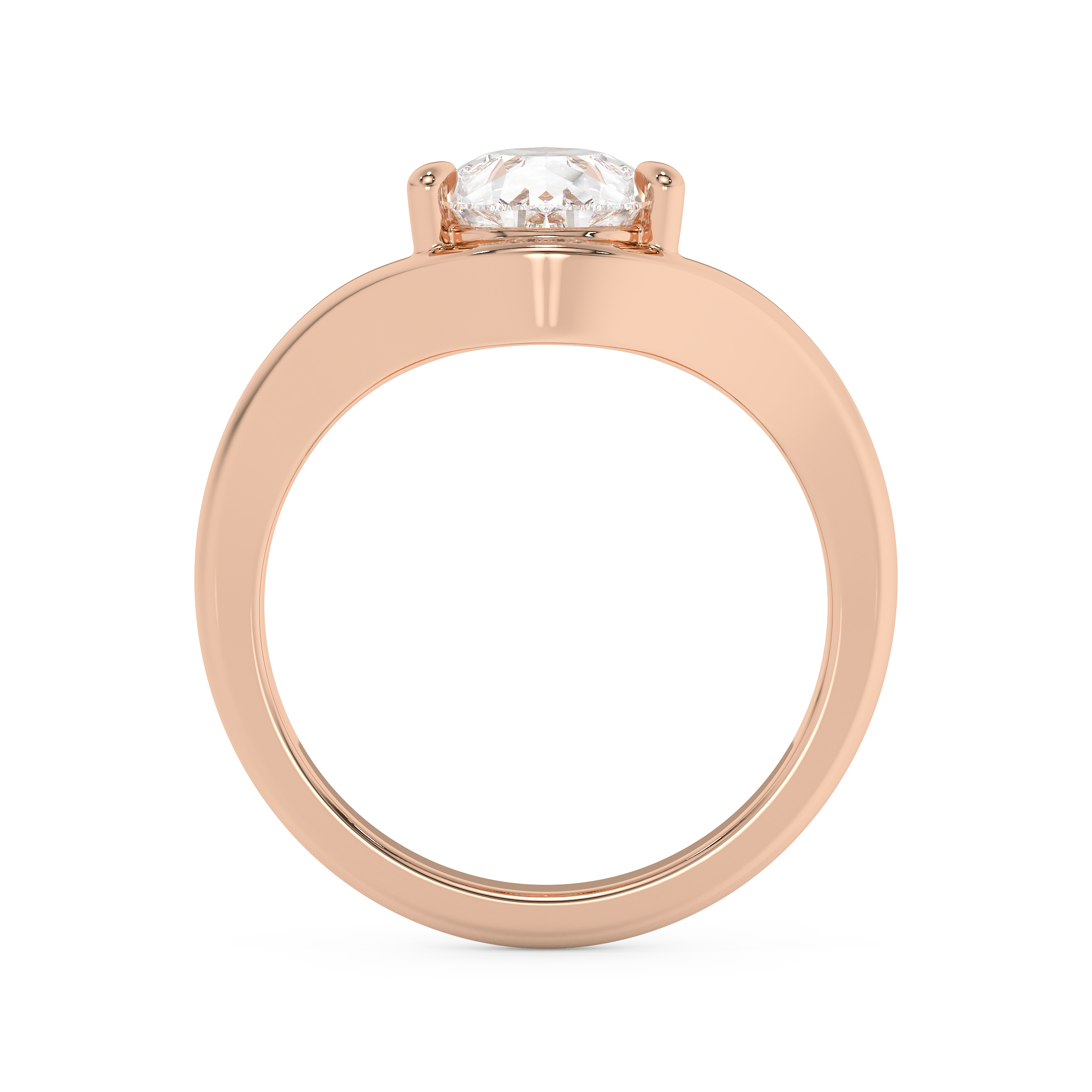 Pear Solitaire Curved Lab Grown Diamond Engagement Ring