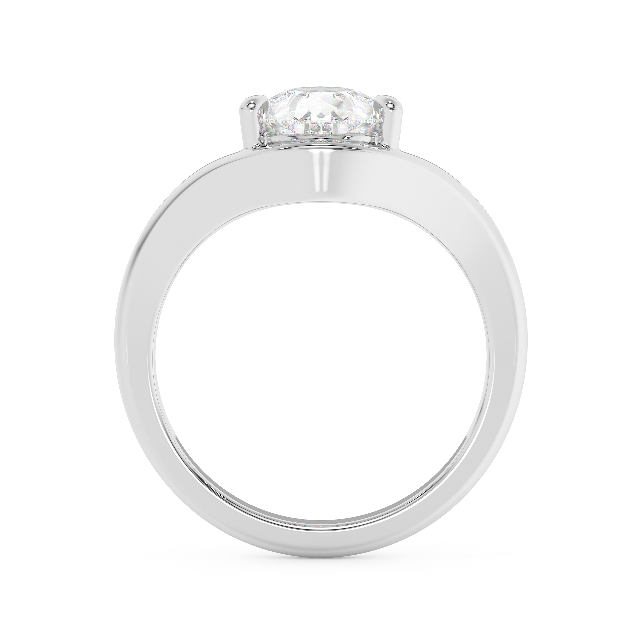 Pear Solitaire Curved Lab Grown Diamond Engagement Ring