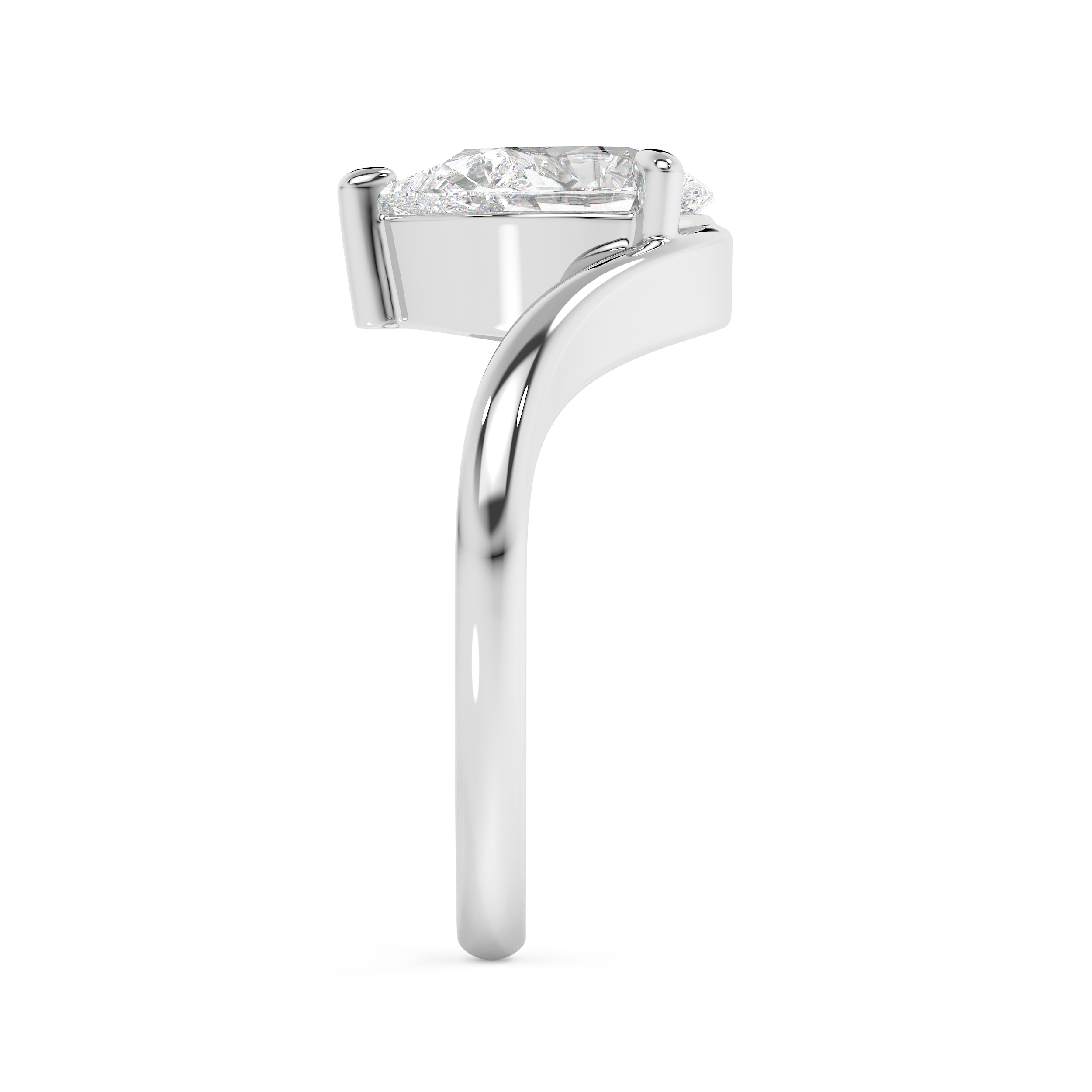 Pear Solitaire Curved Lab Grown Diamond Engagement Ring