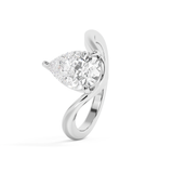 Pear Solitaire Curved Lab Grown Diamond Engagement Ring
